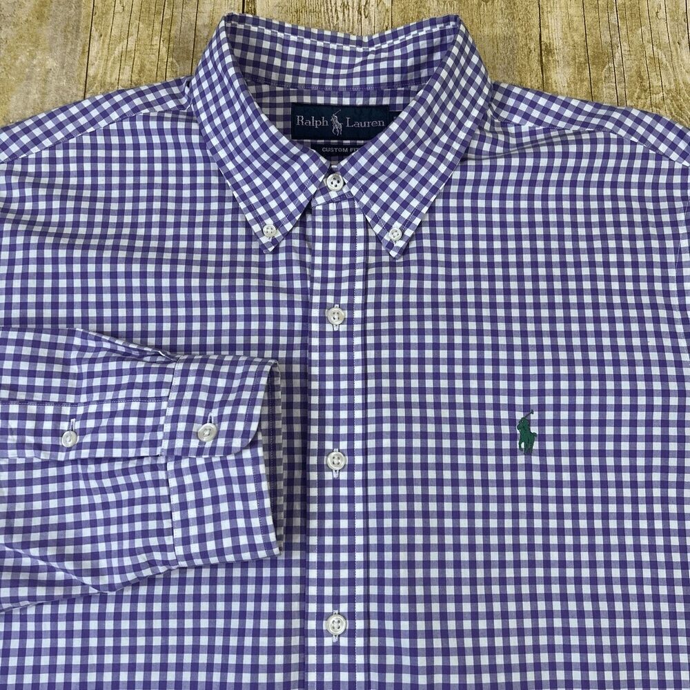 Polo Ralph Lauren Custom Fit Gingham Shirt Purple Long Sleeve XL